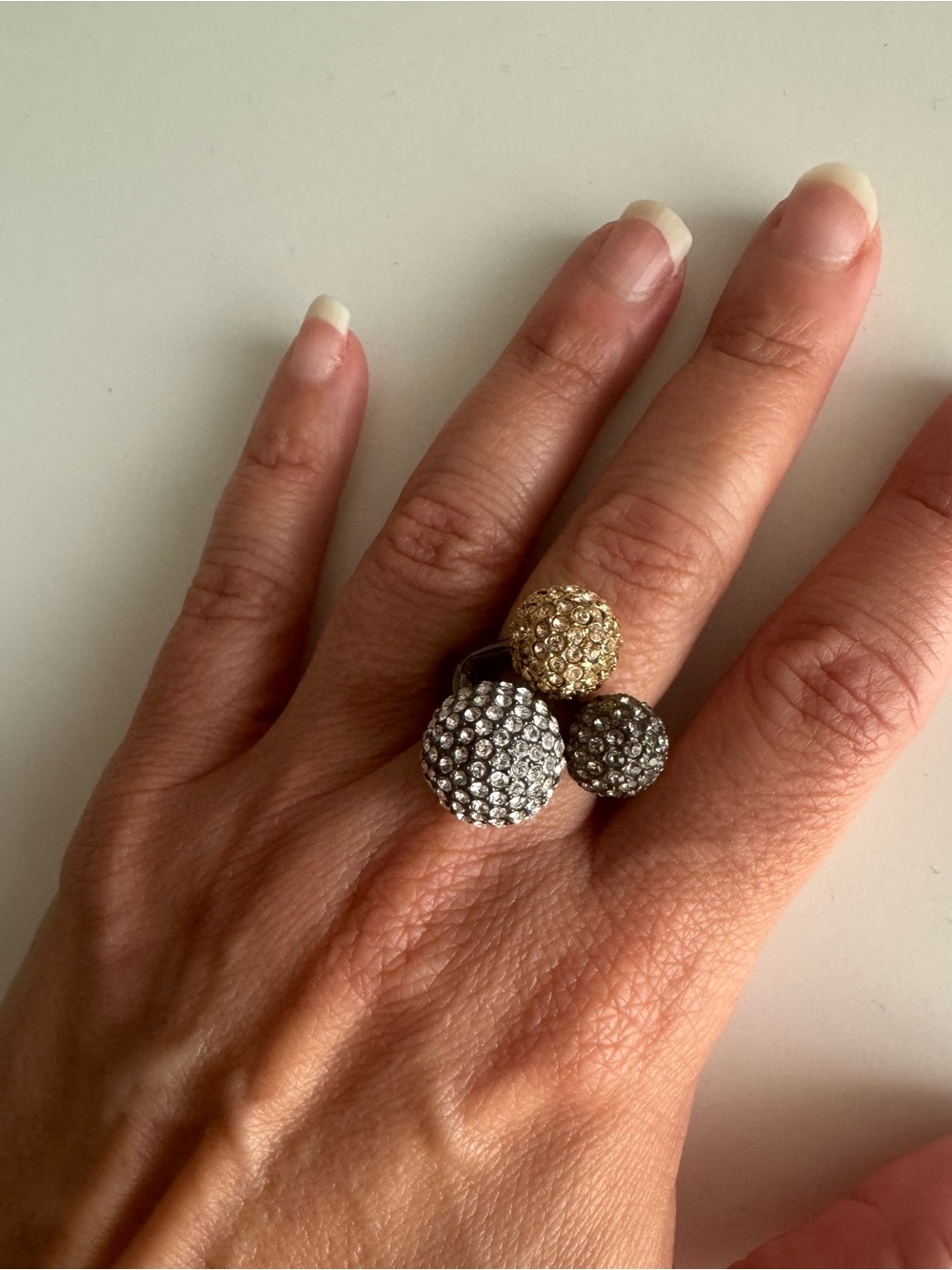 Stella & Dot Soiree Trio Pavé Ball Adjustable Statement Ring
